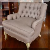 F05. Tufted side chair. Recently reupholstered. 31”h x 29”w x 30”d 